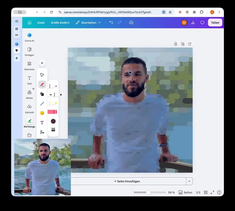 Canva 中的肖像绘制结果与参考照片